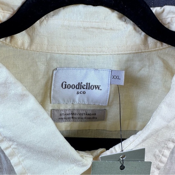 Goodfellow Men’s Yellow Linen Blend Casual Button Down Long Sleeve Shirt XXL - Picture 6 of 8
